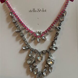 Stella & Dot Pink and Crystal Statement Necklace